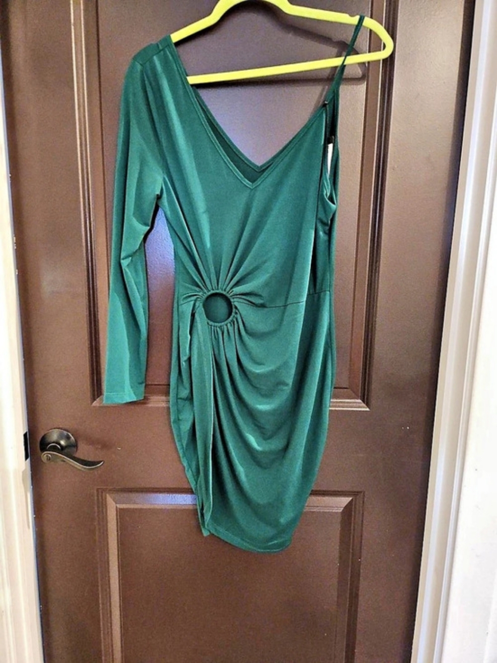 Asymmetrical Ring Detail Bodycon Dress Mini Dress Green